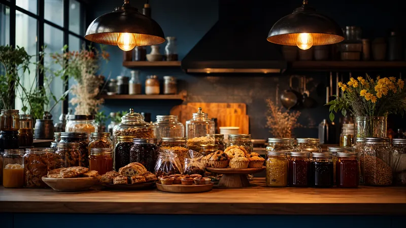 Home kitchen counter with jars and baked goods ready for market, How to Start a Cottage Food Business in Kentucky