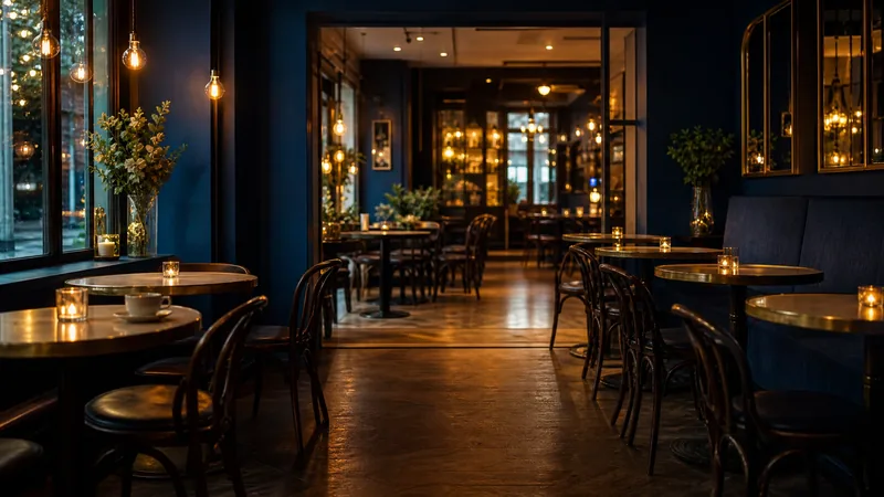 Warm cafe interior with bistro tables, Kentucky Food Business Permits