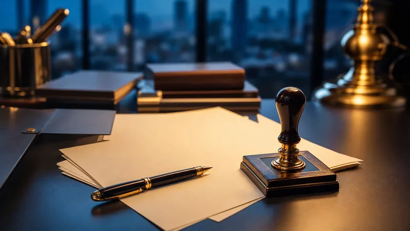Embossing seal, pen and documents on a desk, How to Start an Auction Business in Kentucky