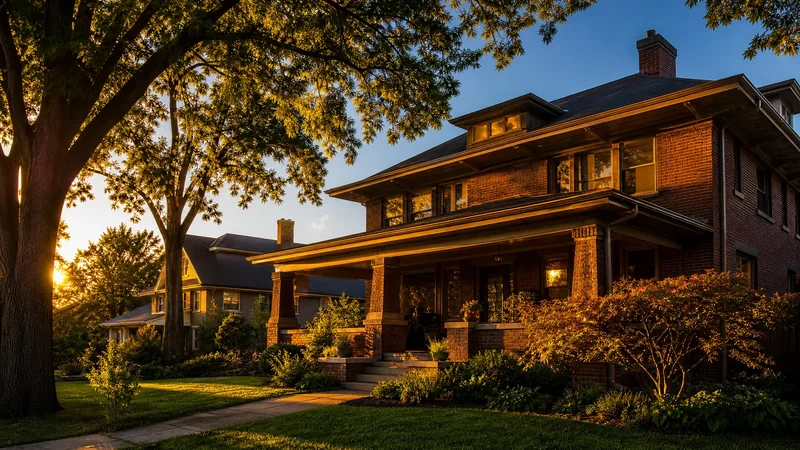 Brick craftsman house on a tree-lined street in golden light, How to Start a Real Estate or Property Management Business in Kentucky