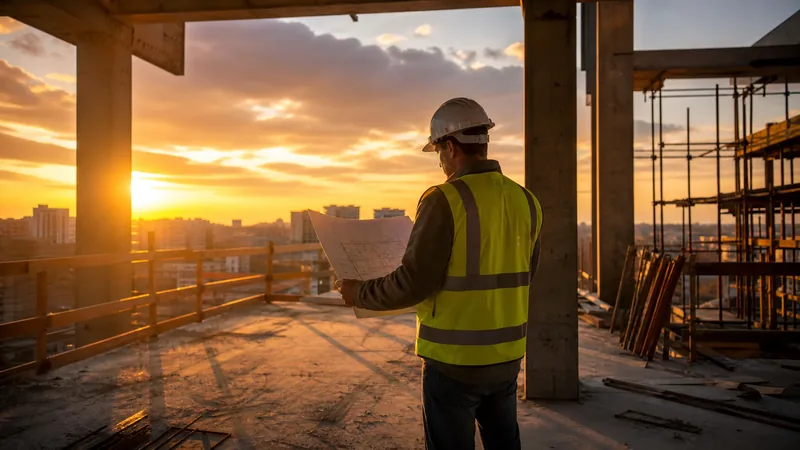 Contractor reviewing blueprints at a jobsite, Kentucky Contractor Licensing