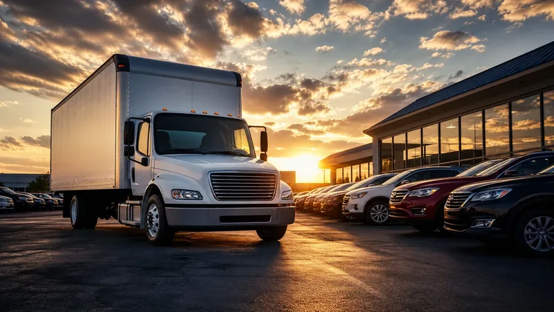 Box truck and cars outside a small auto lot, How to Start a Used Car Dealership in Kentucky